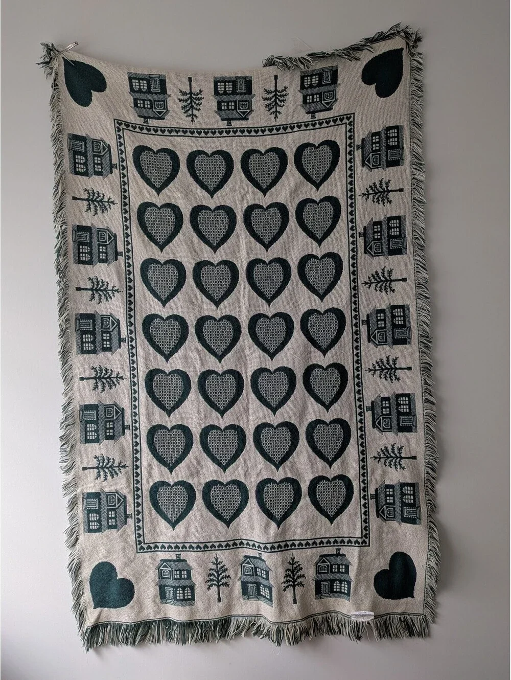 Vintage cottage core heart home throw blanket double side 47 x 70 back to school